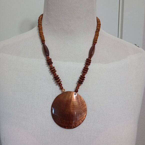 Boho Wood Bead Necklace - Picture 1 of 2